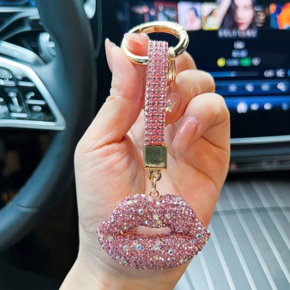 1pc Rhinestone Lips Design Keychain, Suitable As Gift - Picture 1 of 3